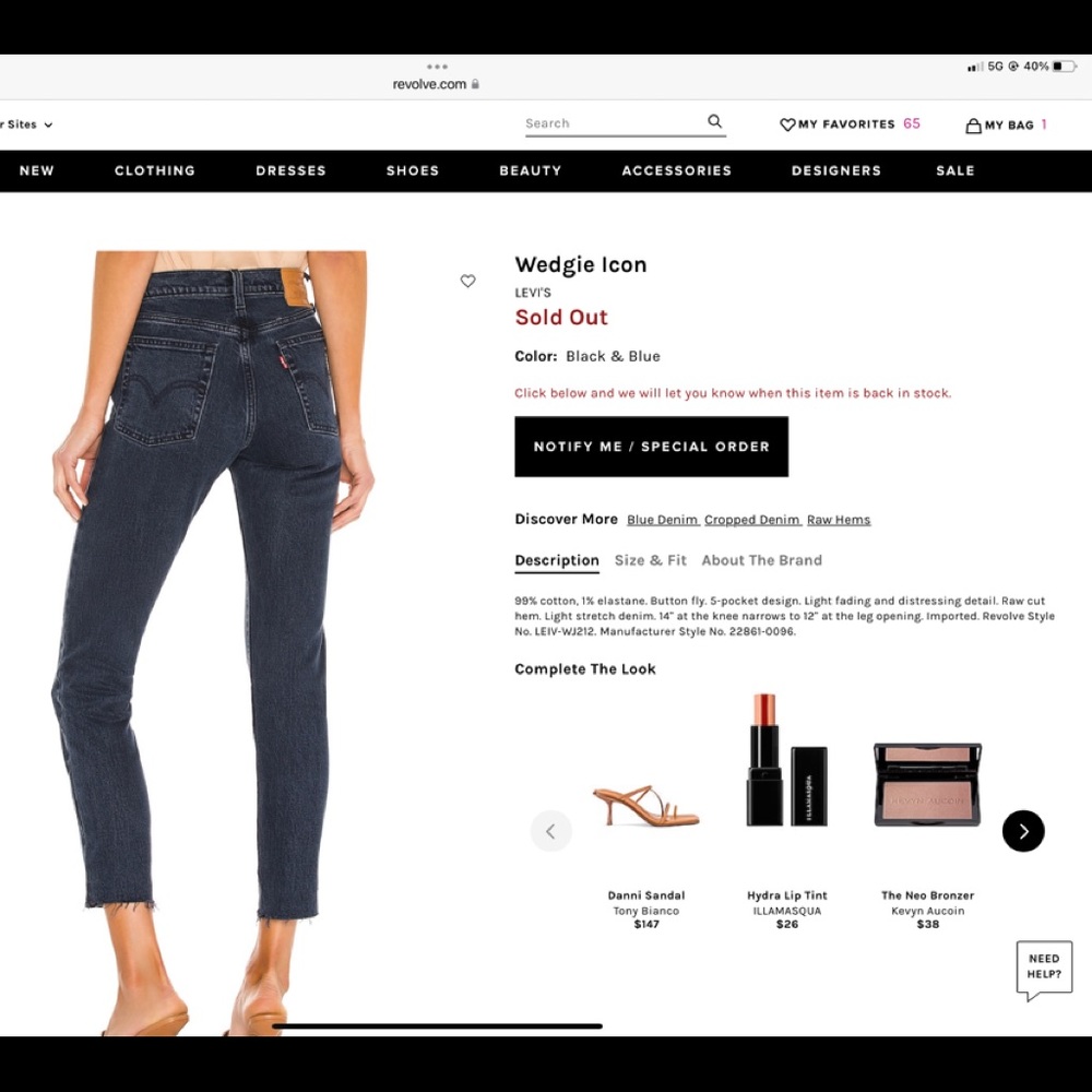 (NWT) Levi’s Wedgie Icon Jeans in Dark Grey/Black Wash